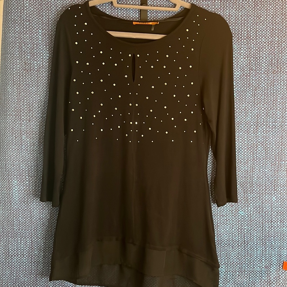 BELLDINI BLACK TUNIC TOP WITH RHINESTONES